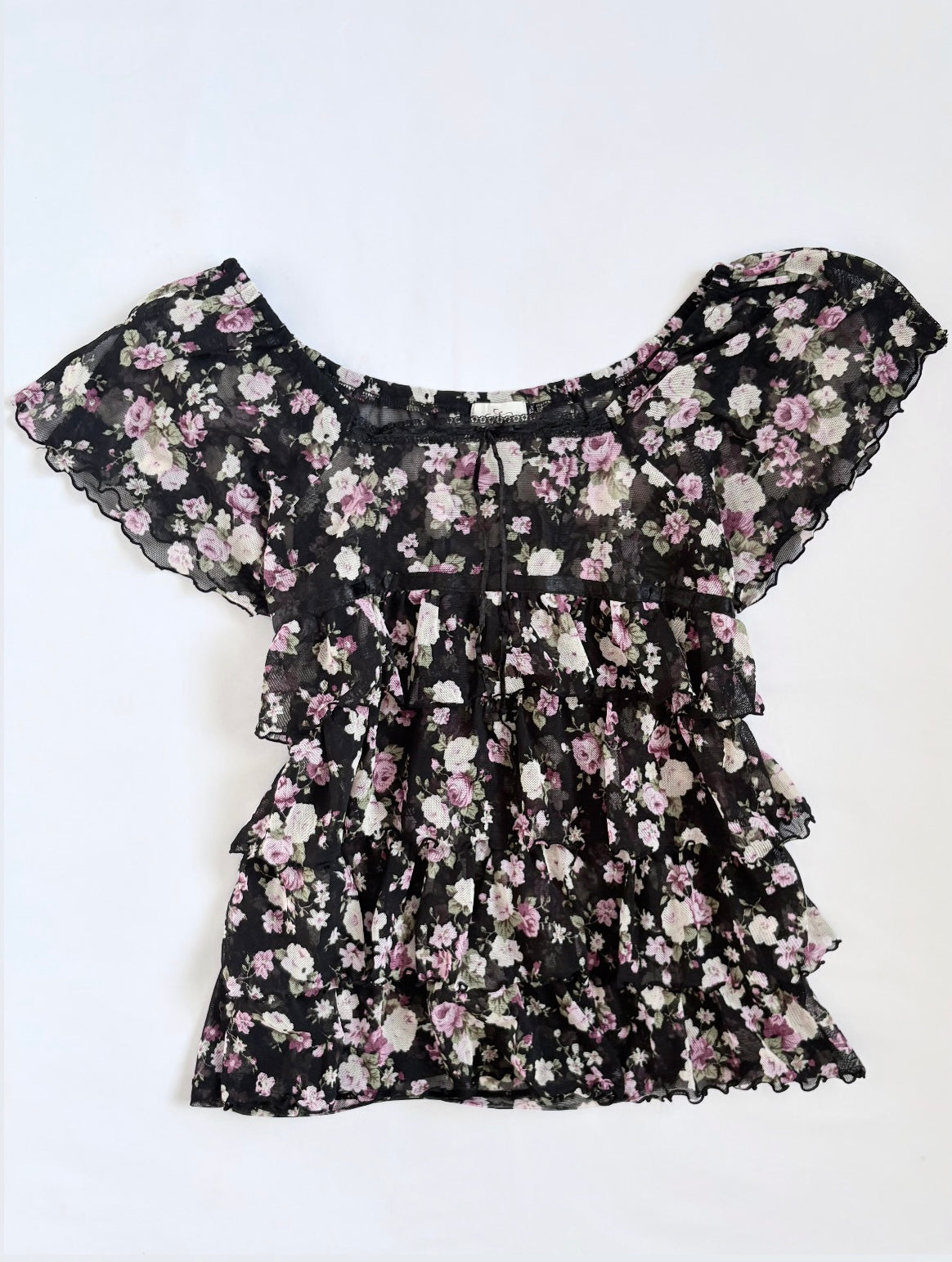 00’s Japanese tiered floral top | Size 10