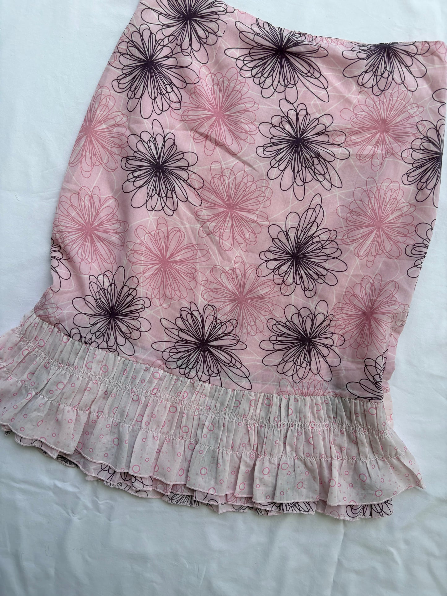 00’s Pink floral midi skirt | Size 10