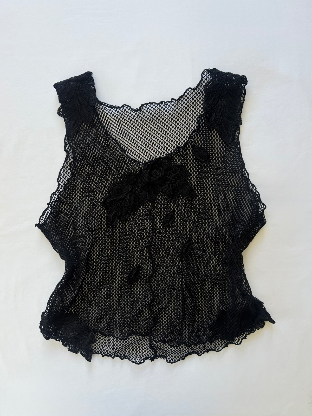 00’s Leaf embroidered knit top | Size large
