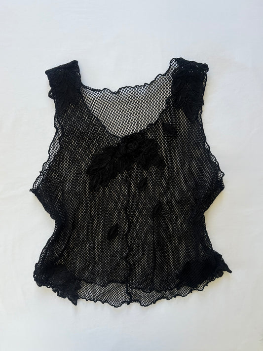00’s Leaf embroidered knit top | Size large