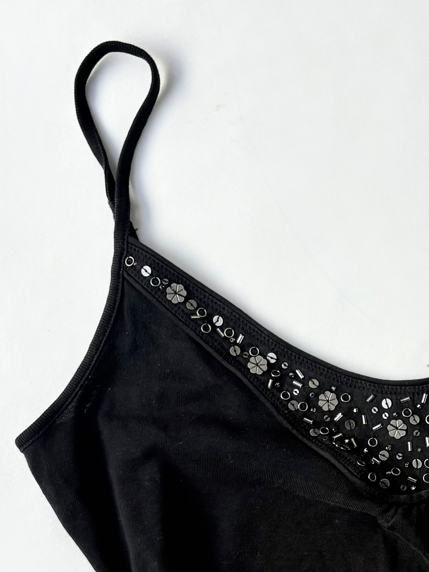 00’s Esprit black beaded tank | Size large