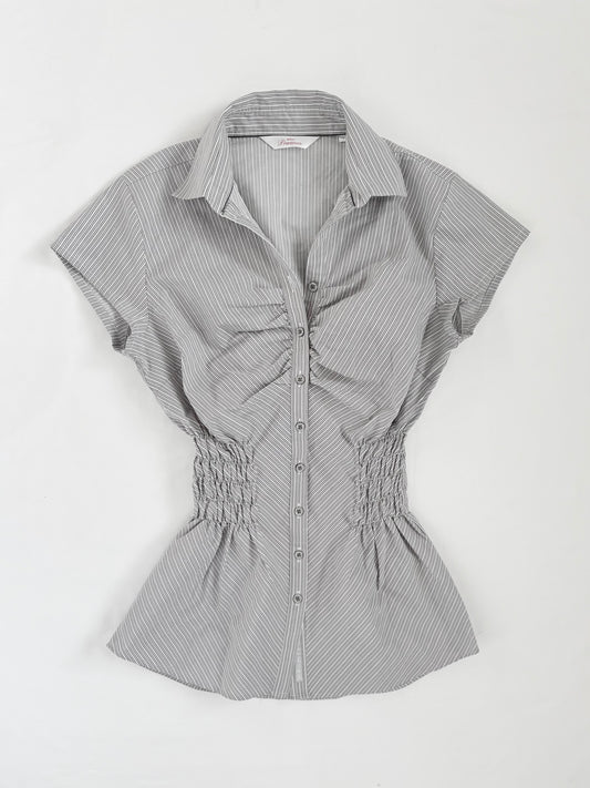 00’s Precious grey cinched shirt | Size 6