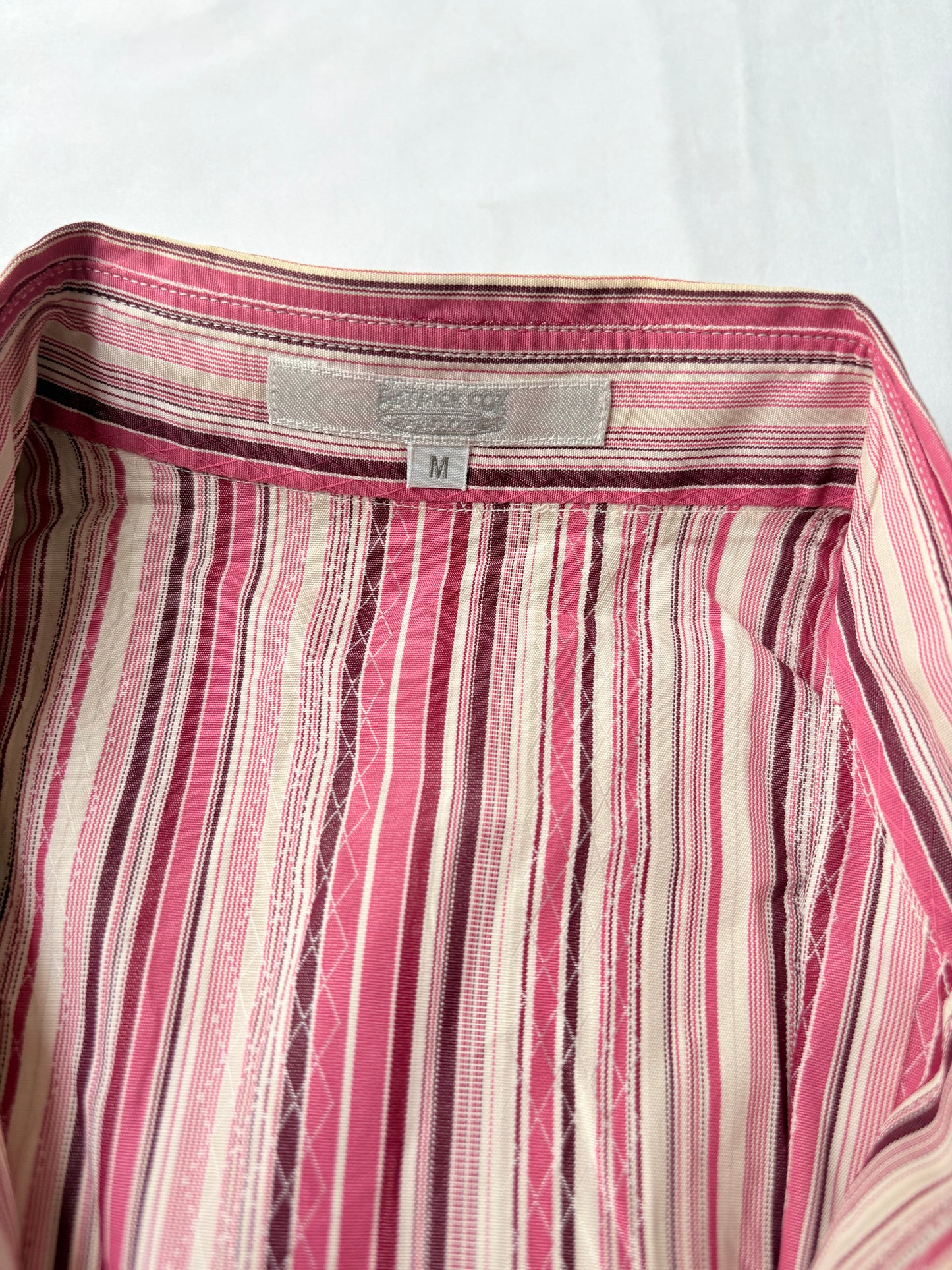 00’s Pink striped cinched shirt | Size 6-8