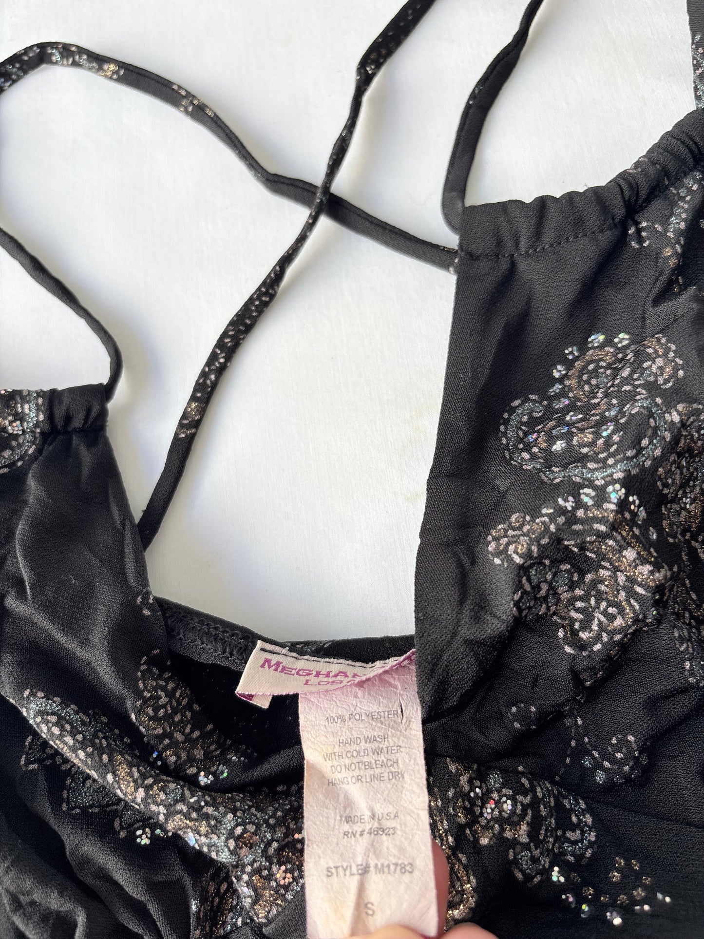 00’s Meghan Noland glitter longline top | Size small