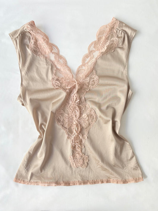 00’s Lace plunge tan cami | size 10