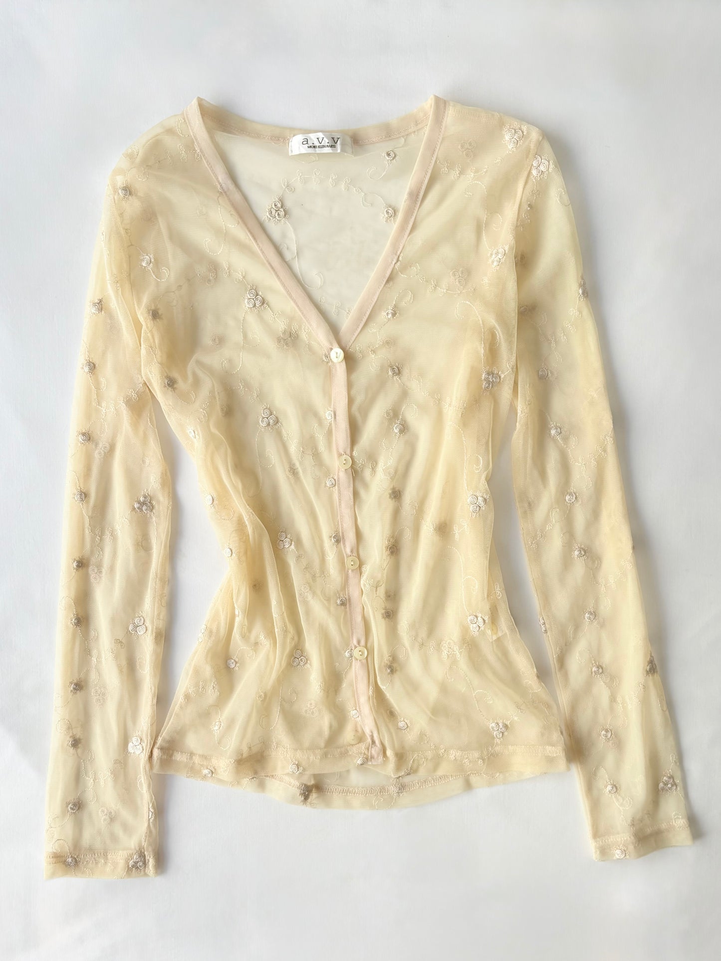 00’s Michel Klein Paris embroidered top | Size 8