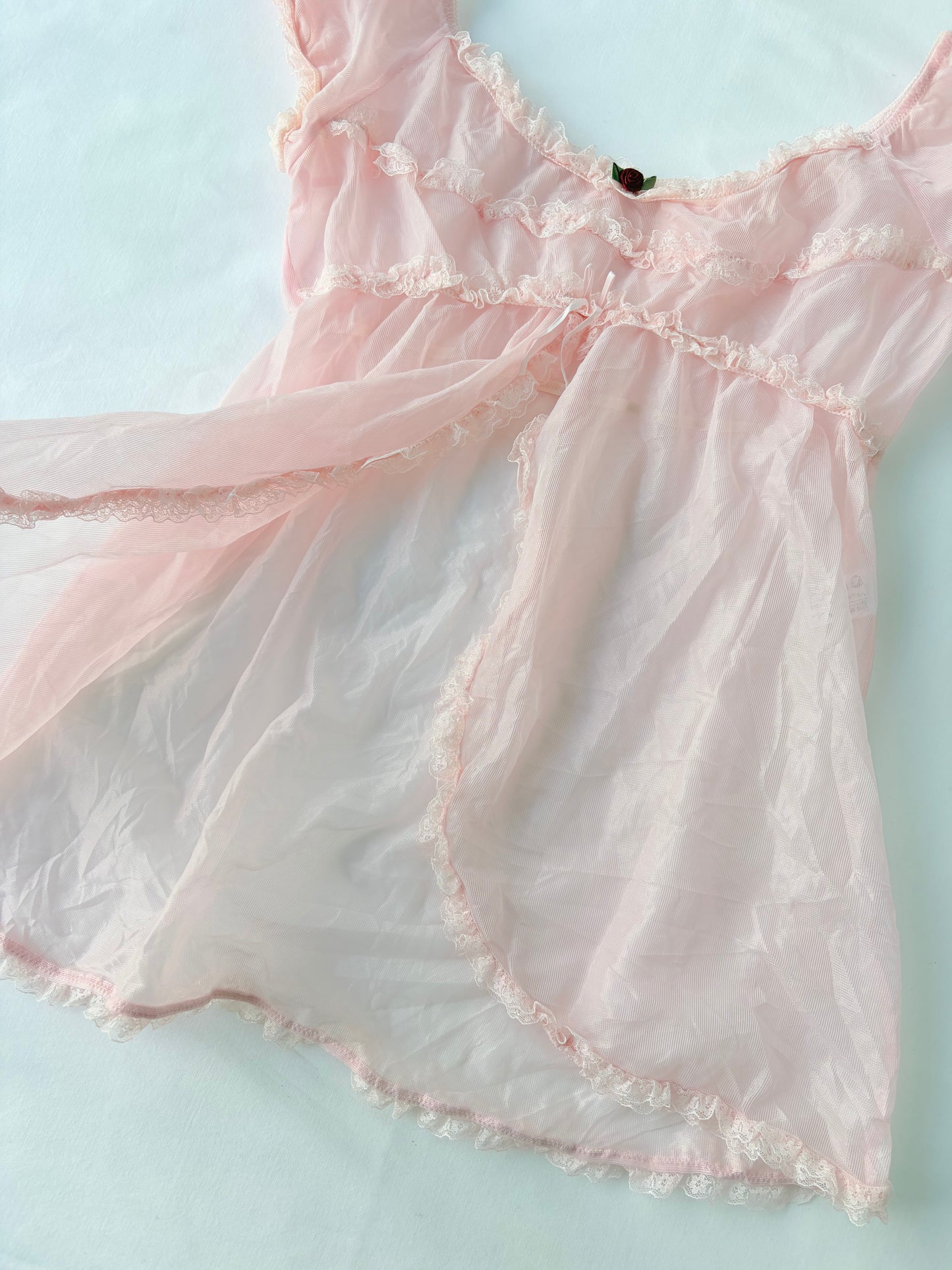 90’s Pink rosette babydoll top | Size 10