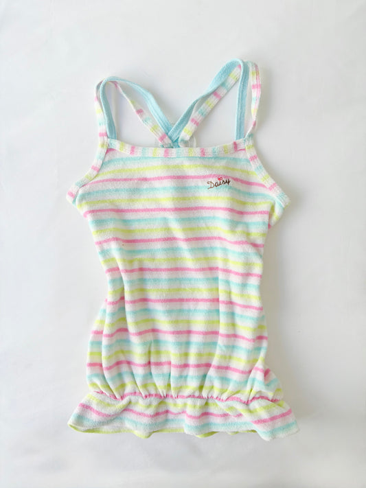 00’s Daisy towelling striped tank | Size 8-10