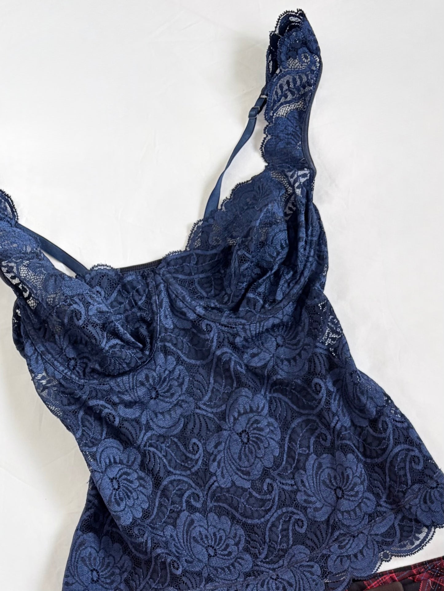 00’s Japanese navy lace corset | Size 8B