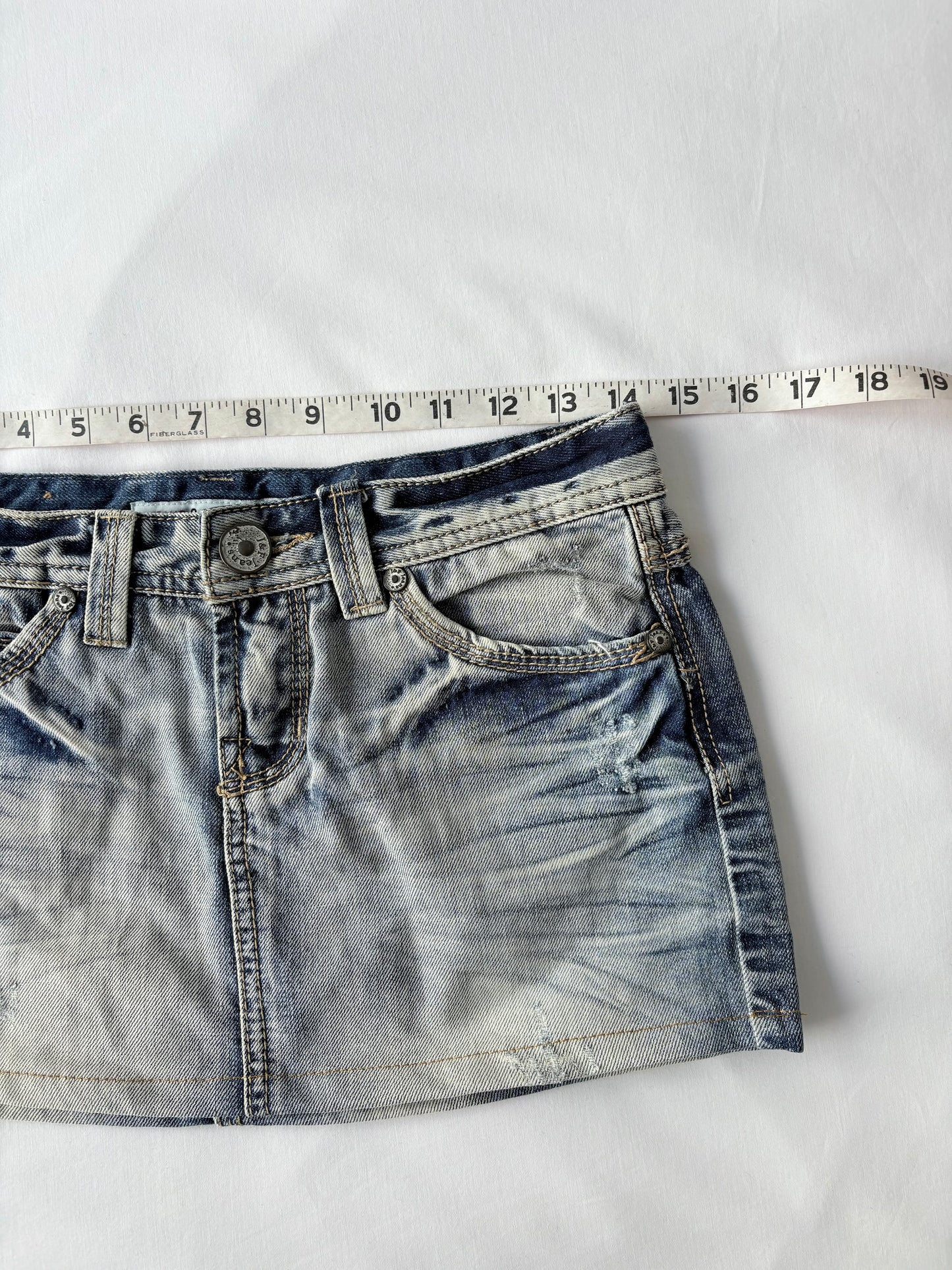 00’s G-Lumi denim mini skirt | Size 8