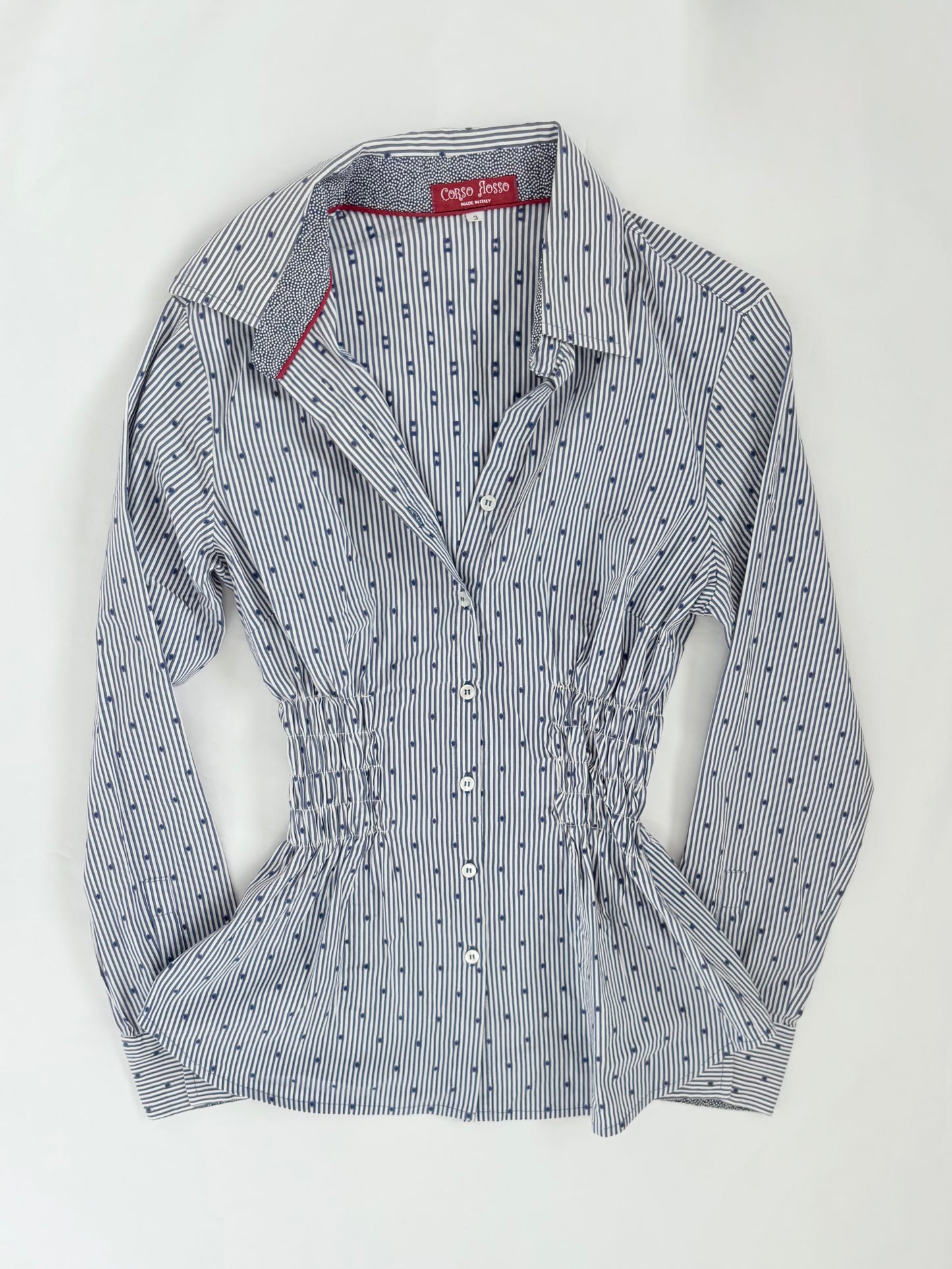 00’s Italian blue cinched shirt | Size 8