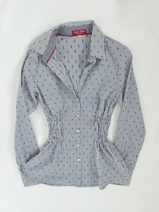 00’s Italian blue cinched shirt | Size 8