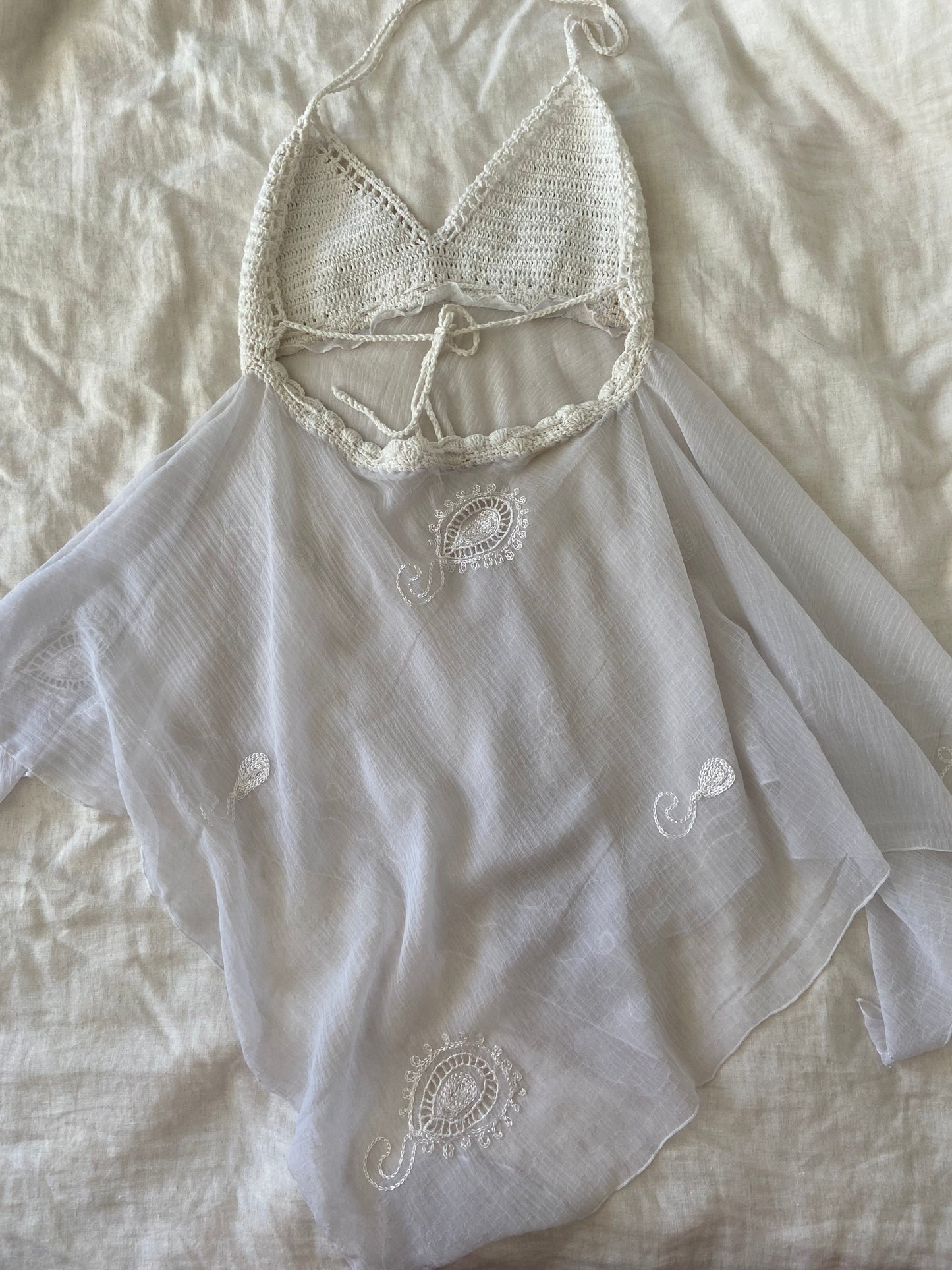 Crochet white asymmetrical top | Size 10