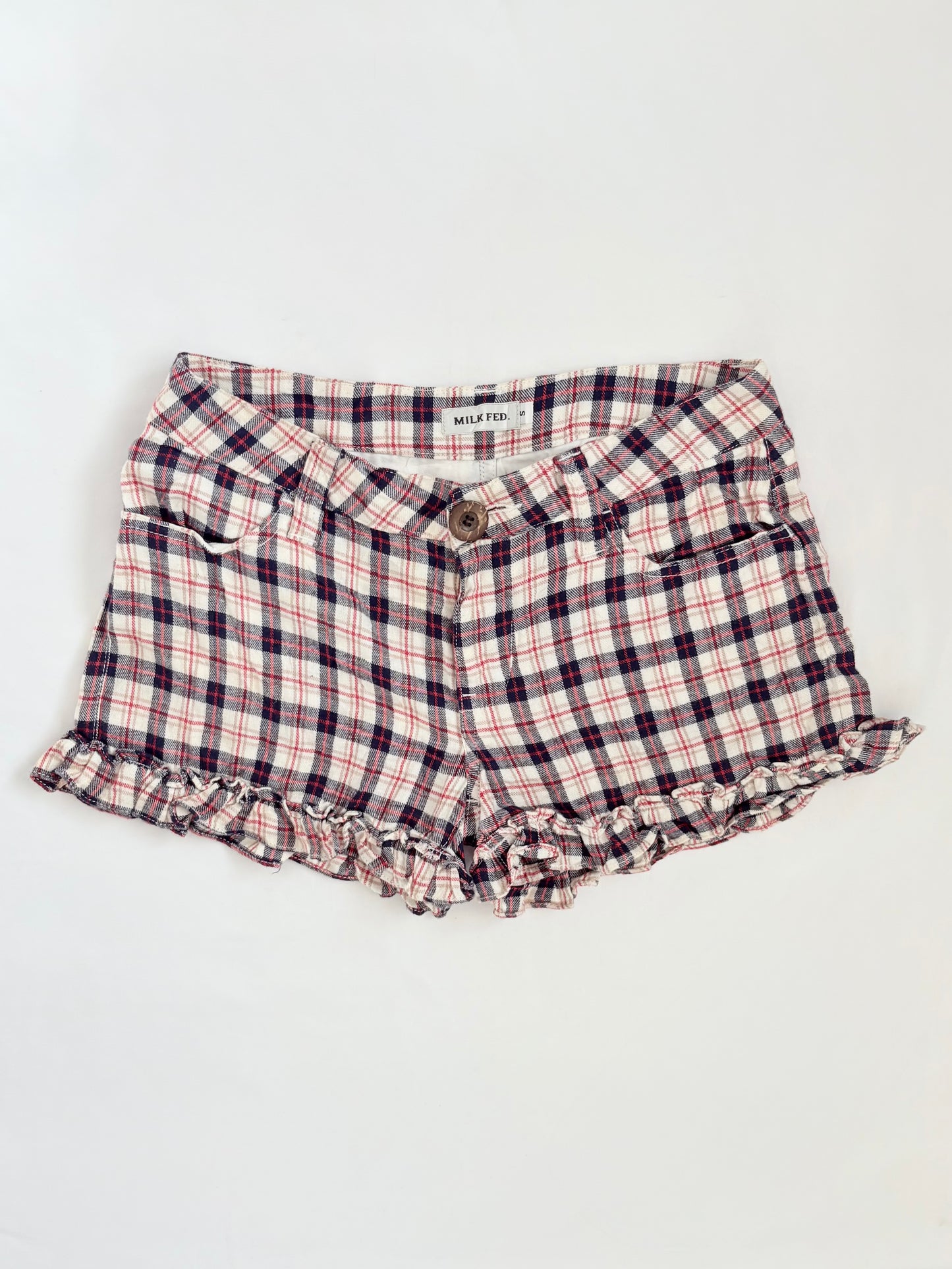 00’s Milk Fed plaid ruffle shorts | Size 8
