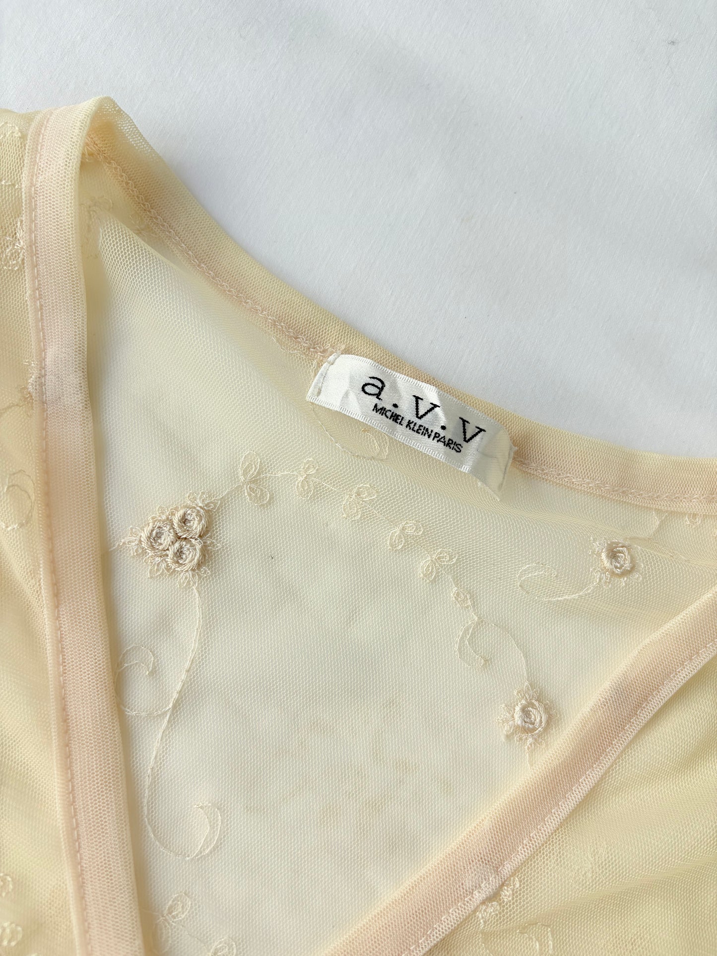 00’s Michel Klein Paris embroidered top | Size 8