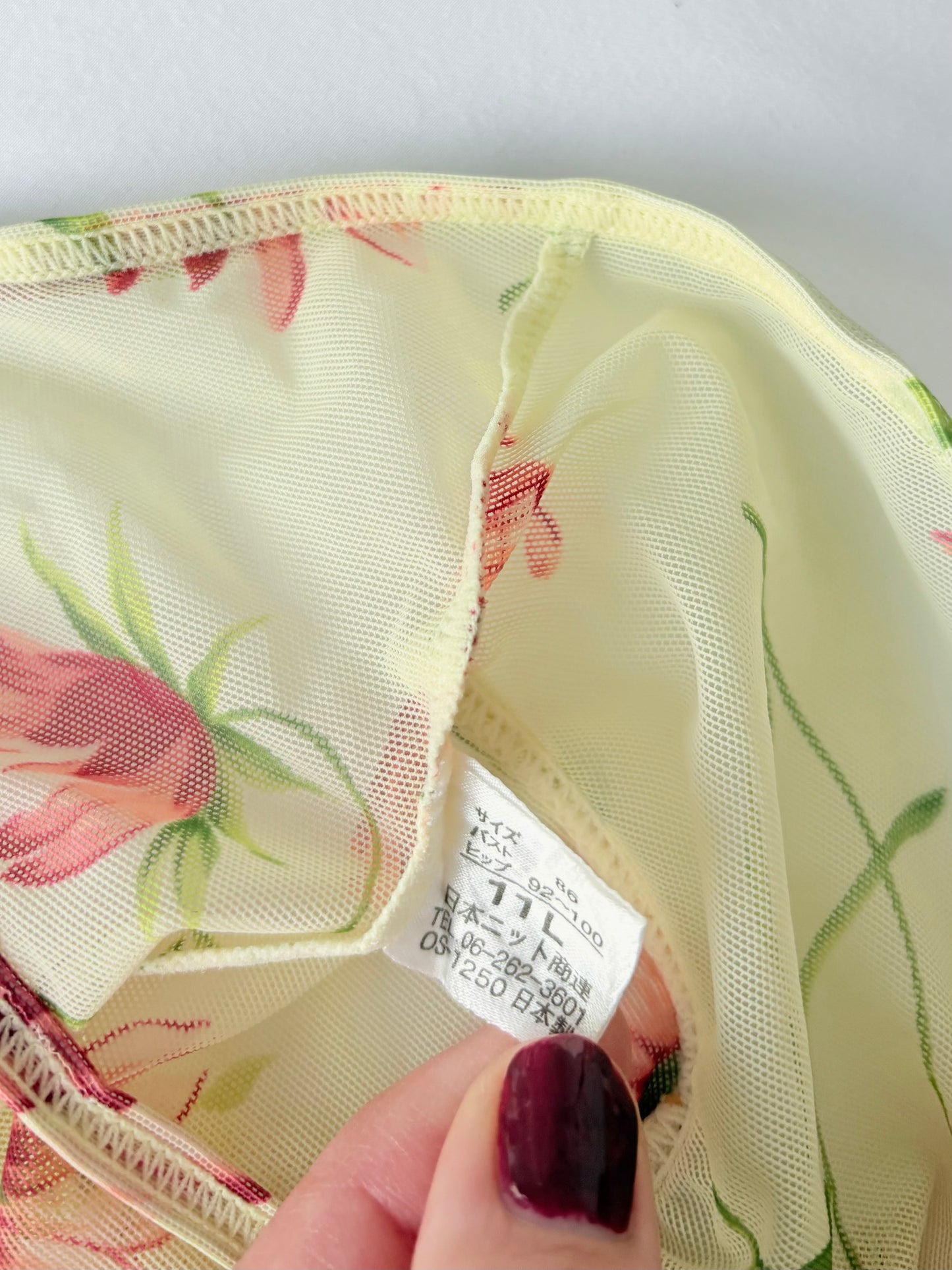 00’s Yellow mesh floral mini dress | Size small