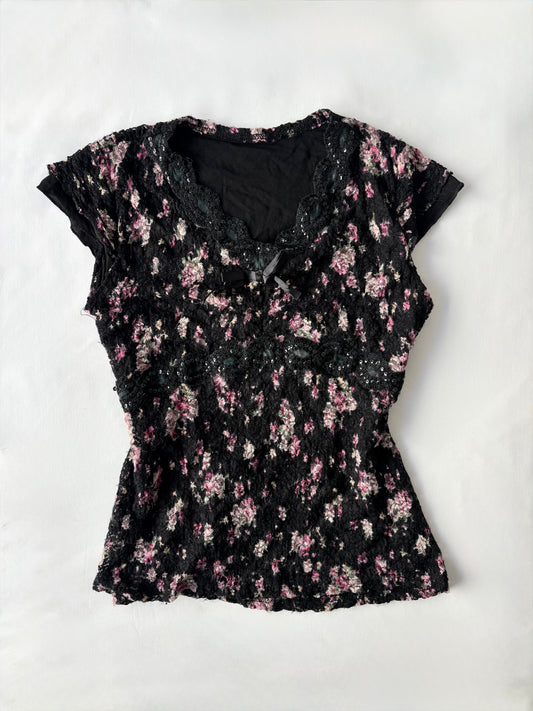 00’s Ichioku floral bow top | Size 10