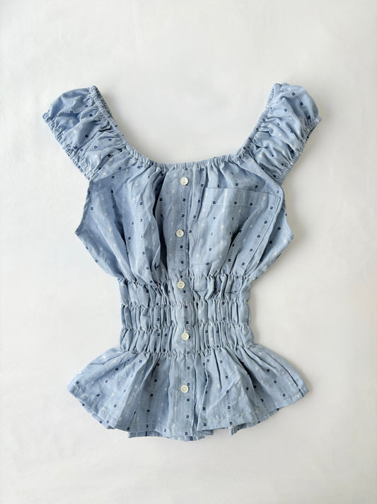 00’s Blue milkmaid top | Size 10