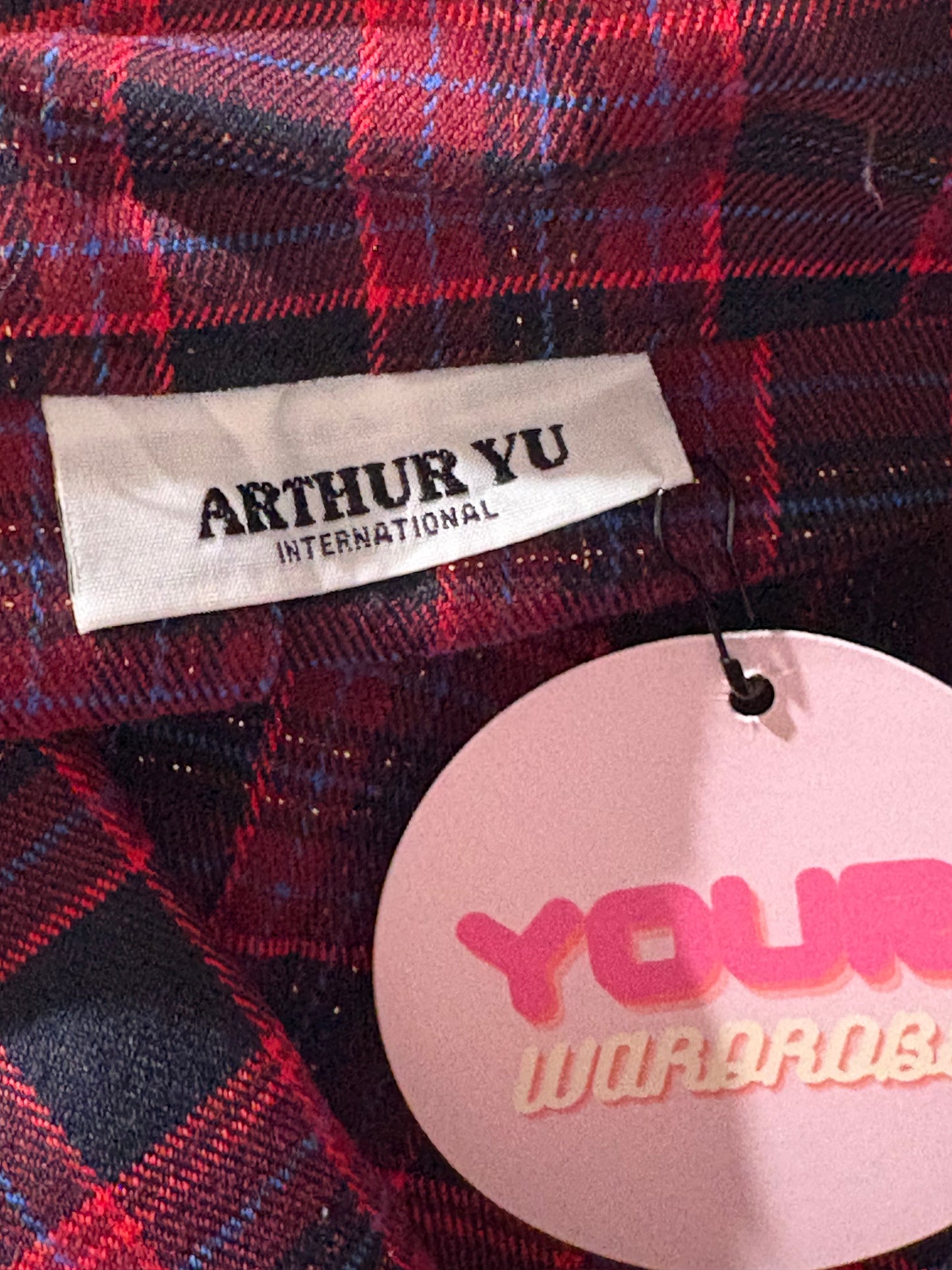00’s Arthur Yu red plaid skirt | Size 6